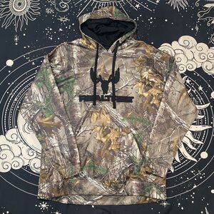 Buckhorn River Camo Pullover Hoodie Mens XXL Outdoor Hunting Grunge Y2K